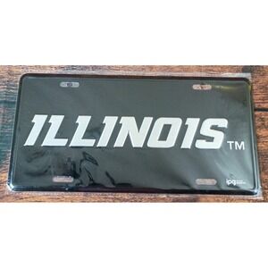 Illinois Fighting Illini License Plate IPG Team Sports NCAA Black White Embossed